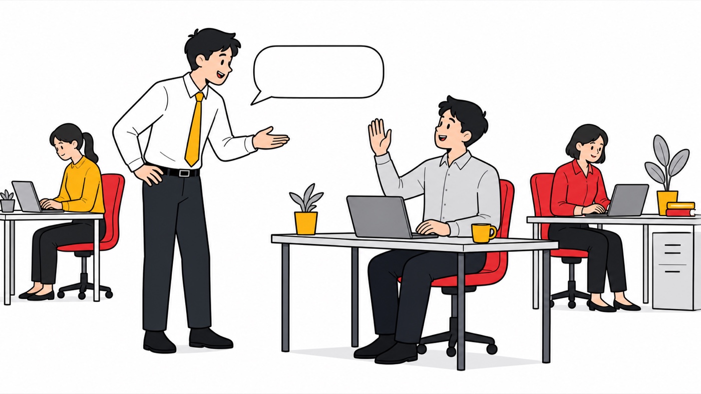 止まっている担当者ひとりだけに声をかけ、周囲には送らないイメージ